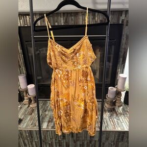 Volcom Mustard Floral Midi Dress
